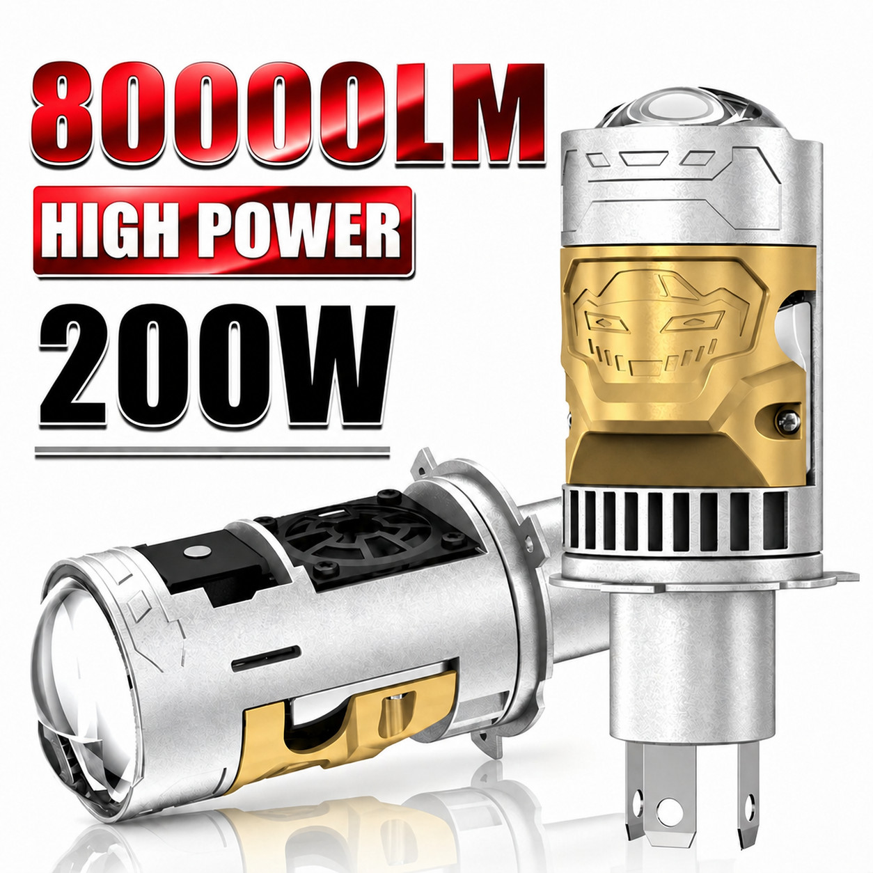 2PCS H4 9003 Bi-LED Projector Lens Hi-Lo Beam 200W 6500K White Headlight Bulb 2PCS H4 9003 Bi-LED Projector Lens Hi-Lo Beam 200W 6500K White Headlight Bulb