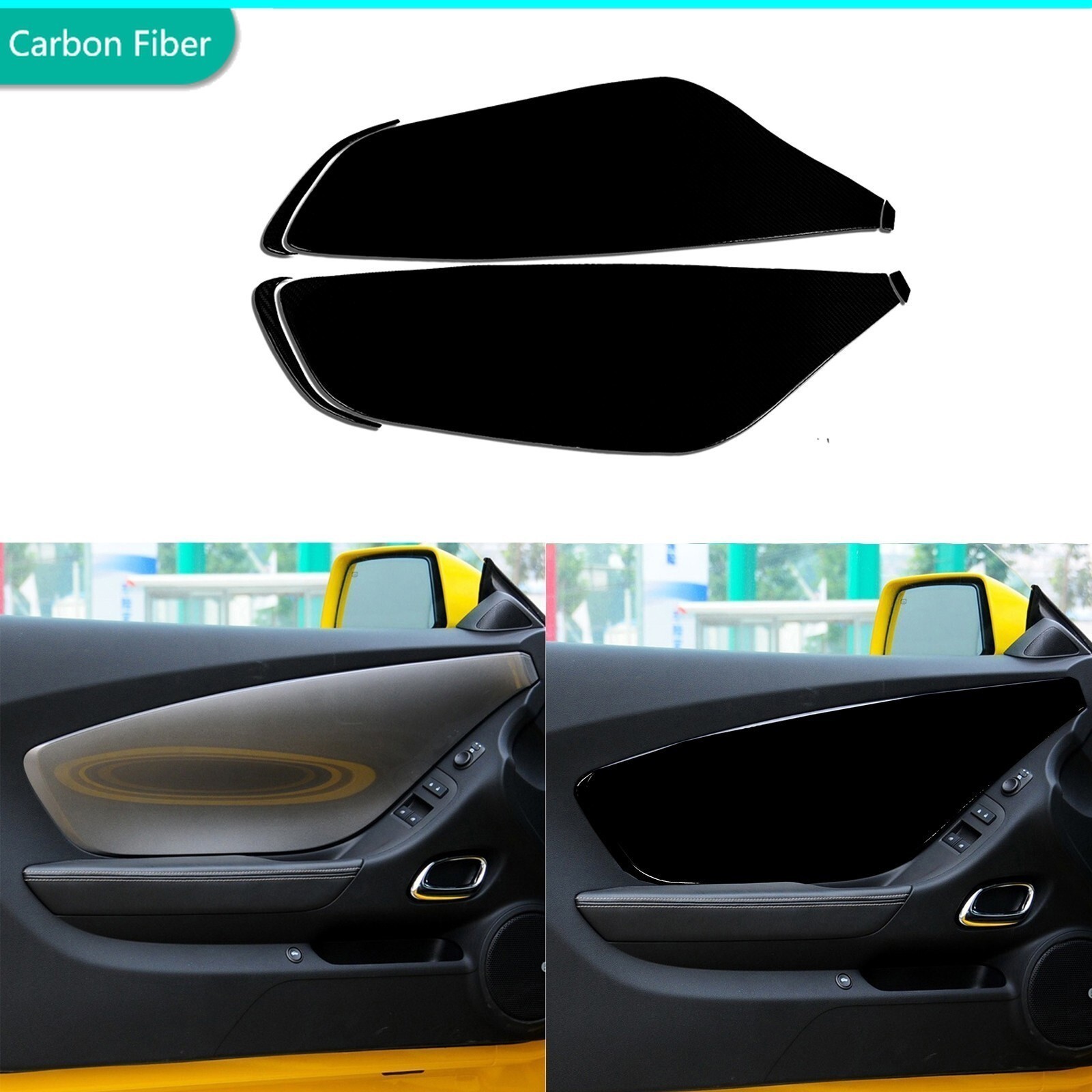 6Pcs Piano Black Interior Door Panel Cover Trim For Chevrolet Camaro 2010-2015