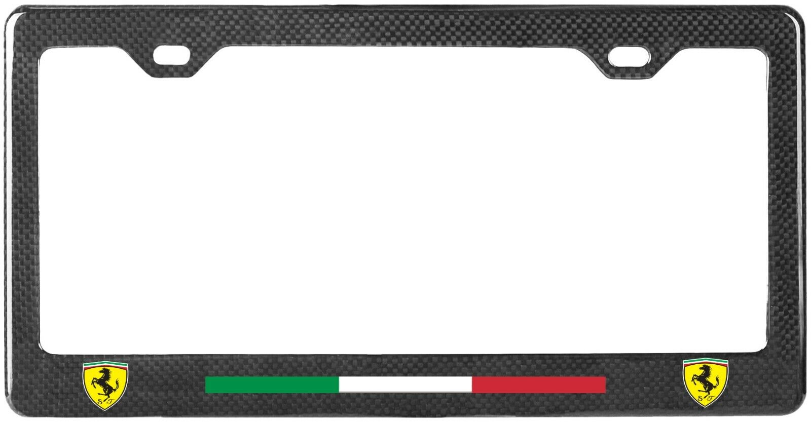 Ferrari Scuderia Shields Only with Italian Stripe Carbon Fiber Lic Plate Frame