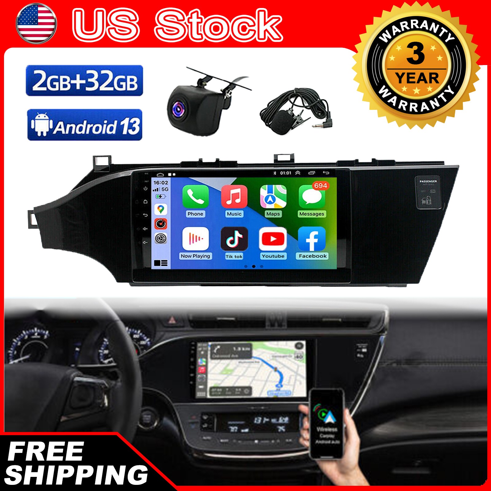 Fit 2013-2018 TOYOTA AVALON ANDROID 13 9\ Fit 2013-2018 TOYOTA AVALON ANDROID 13 9\