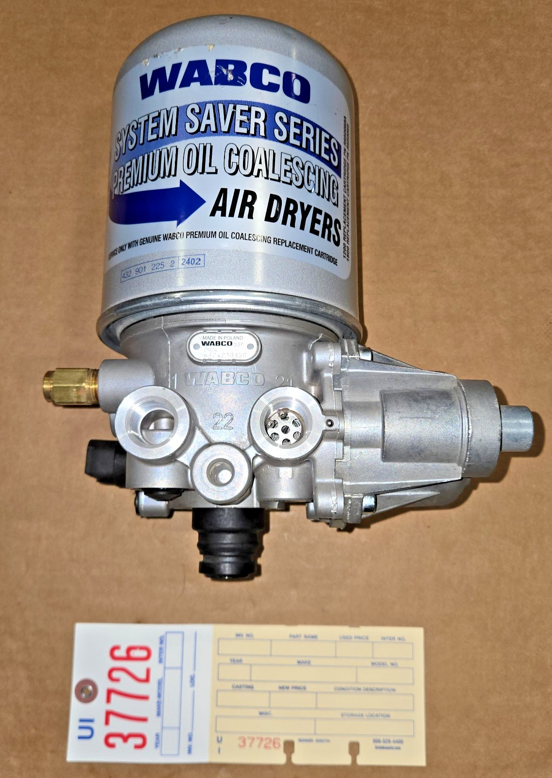 WABCO Air Dryer System Saver 1200 Single Cannister 4324210350 SCRATCH & DENT WABCO Air Dryer System Saver 1200 Single Cannister 4324210350 SCRATCH & DENT