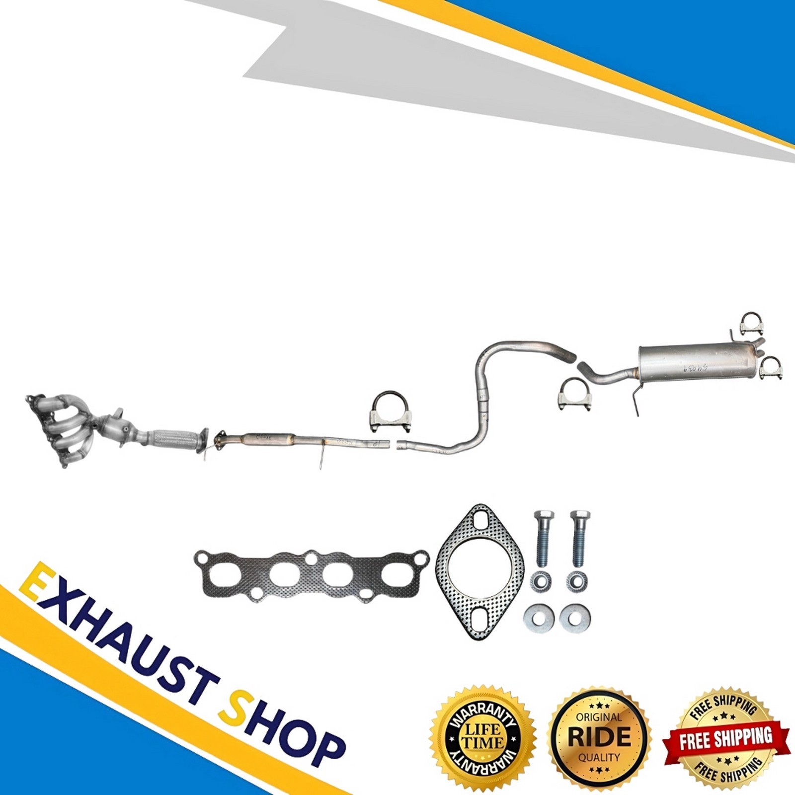 Complete Exhaust System  For 11-19 Ford Fiesta 1.6L  Sedan & Naturally Aspirated