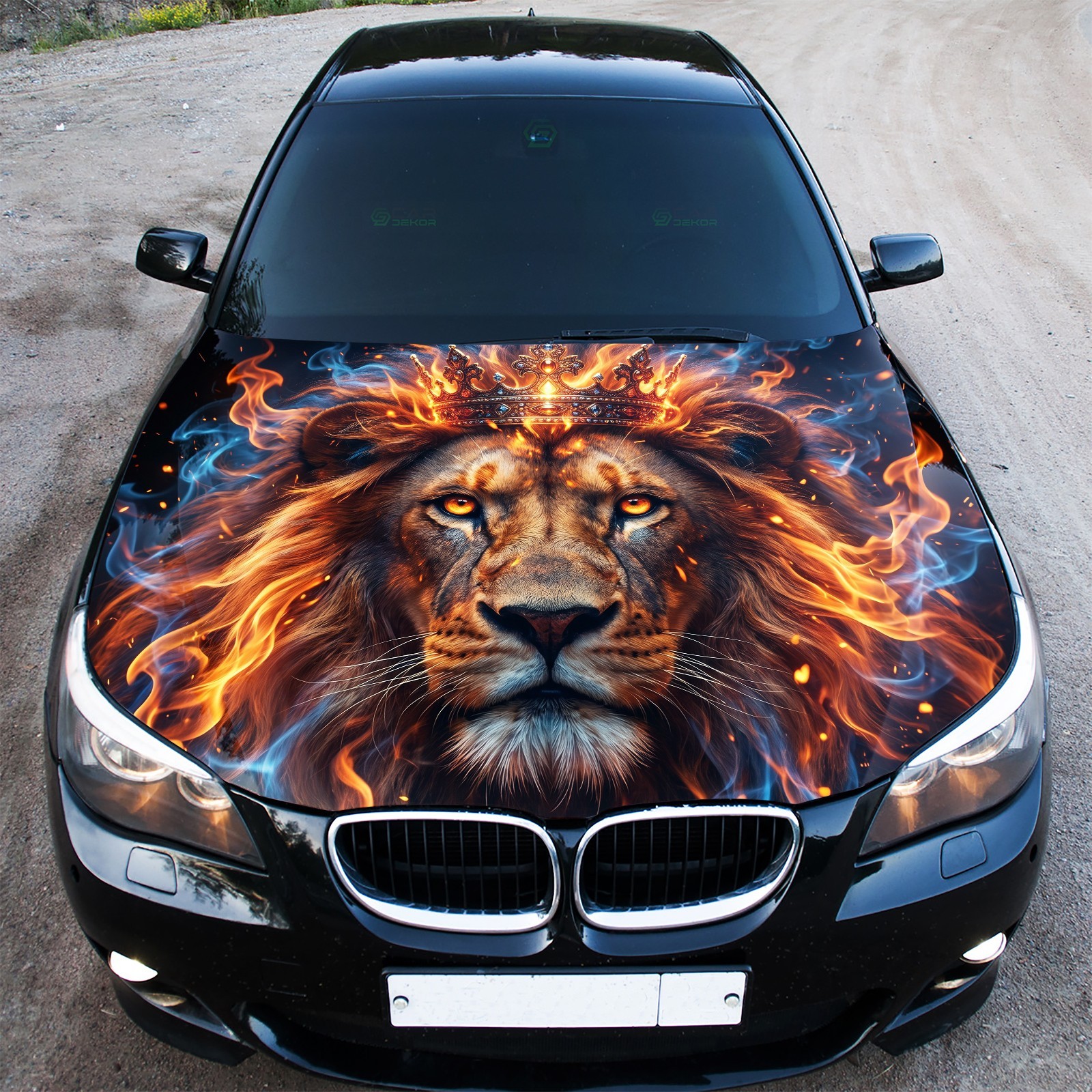 Crowned King Lion Car Hood Wrap Vinyl Decal Custom Graphic Fit Truck SUV