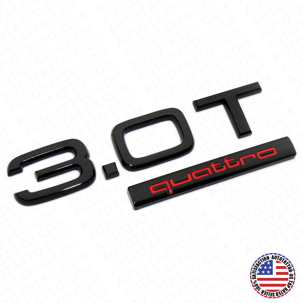 04-22 Audi Rear Trunk Lid 3.0T Quattro Nameplate Emblem Badge Black Red