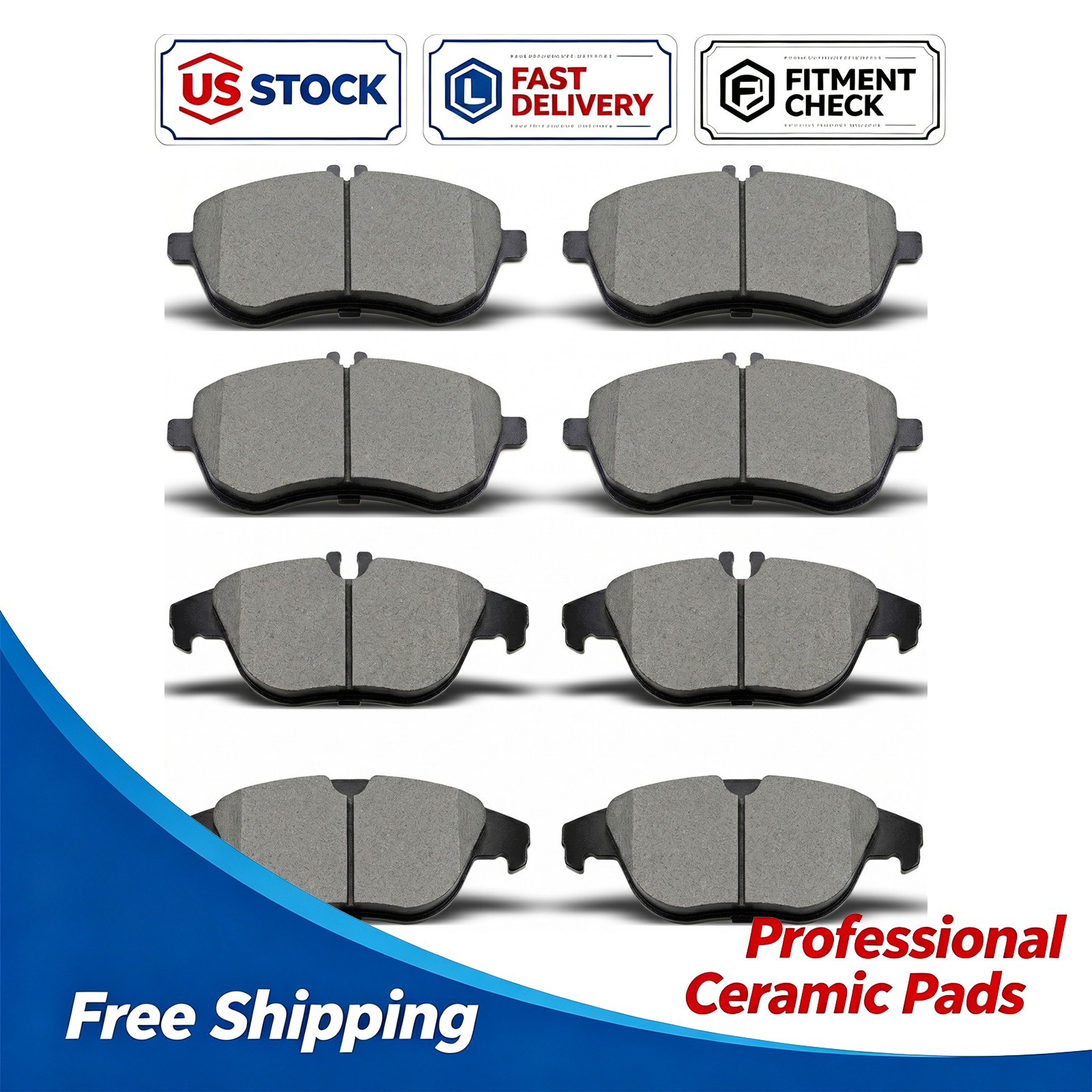 Front & Rear Ceramic Brake Pads For MERCEDES-BENZ C250 2012-2015 C300 2008-2012