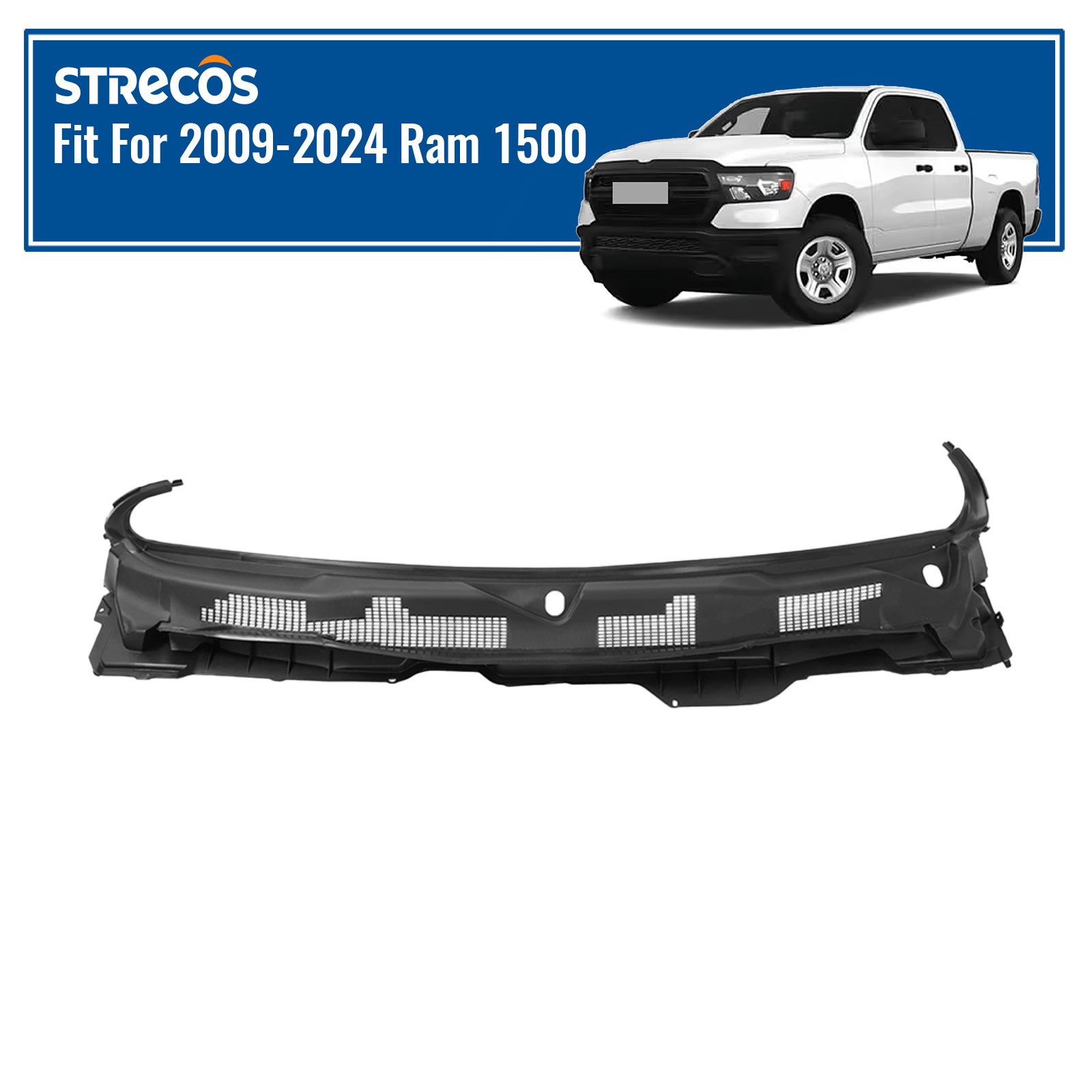 For 2009-2024 Dodge Ram 1500 2500 3500 Front Grille Wiper Cowl Windshield Panel