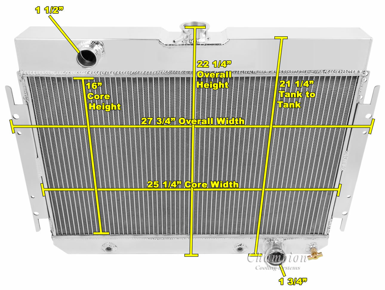 1964-1967 Chevy El Camino All Alum 4 Row Core KR Champion Radiator