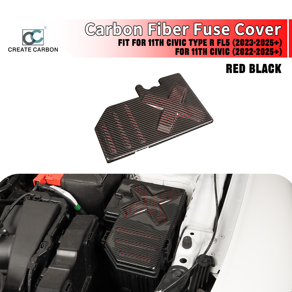 1pcs Gloss Carbon Fiber Fuse Box Cover For Honda 11th Civic FL5 Type R 2023+