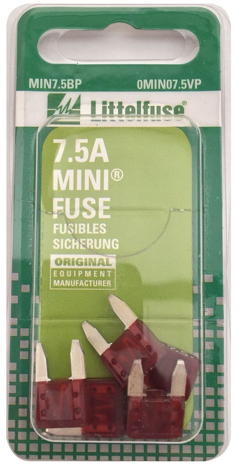 Littelfuse MIN7.5BP MINI 297 Series Fast-Acting Automotive Blade Fuse - Pack of Littelfuse MIN7.5BP MINI 297 Series Fast-Acting Automotive Blade Fuse - Pack of