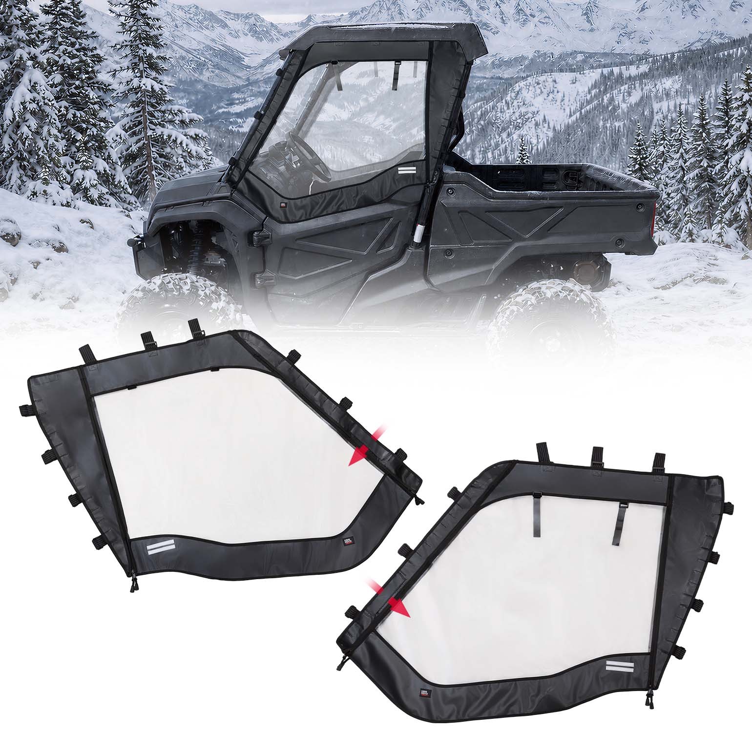 KEMIMOTO Soft Upper Doors Cab Enclosure for Honda Pioneer 1000 2016-2026 2-Doors