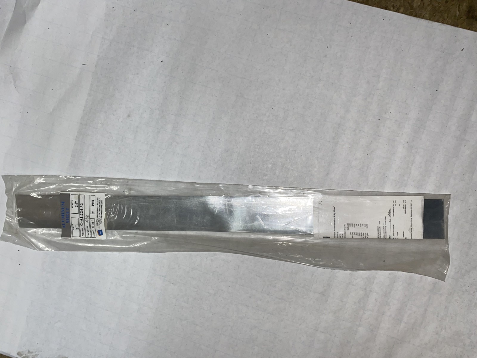C-AL224-32 Aluminum 1100 Flat Bar Stock 2\