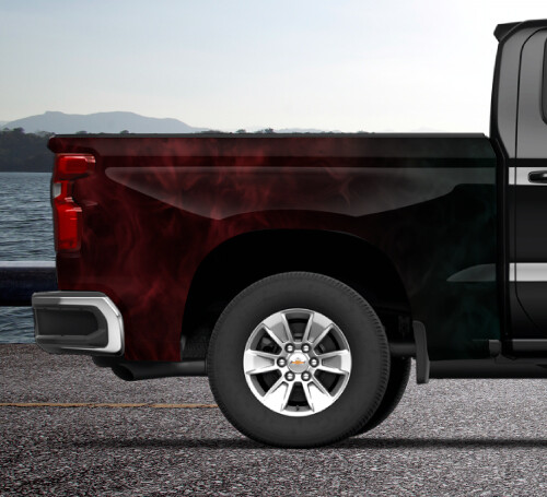 Mist Red Skulls Ghost Truck Wrap Vinyl Bed Side DS PS Graphic Decal Tailgate