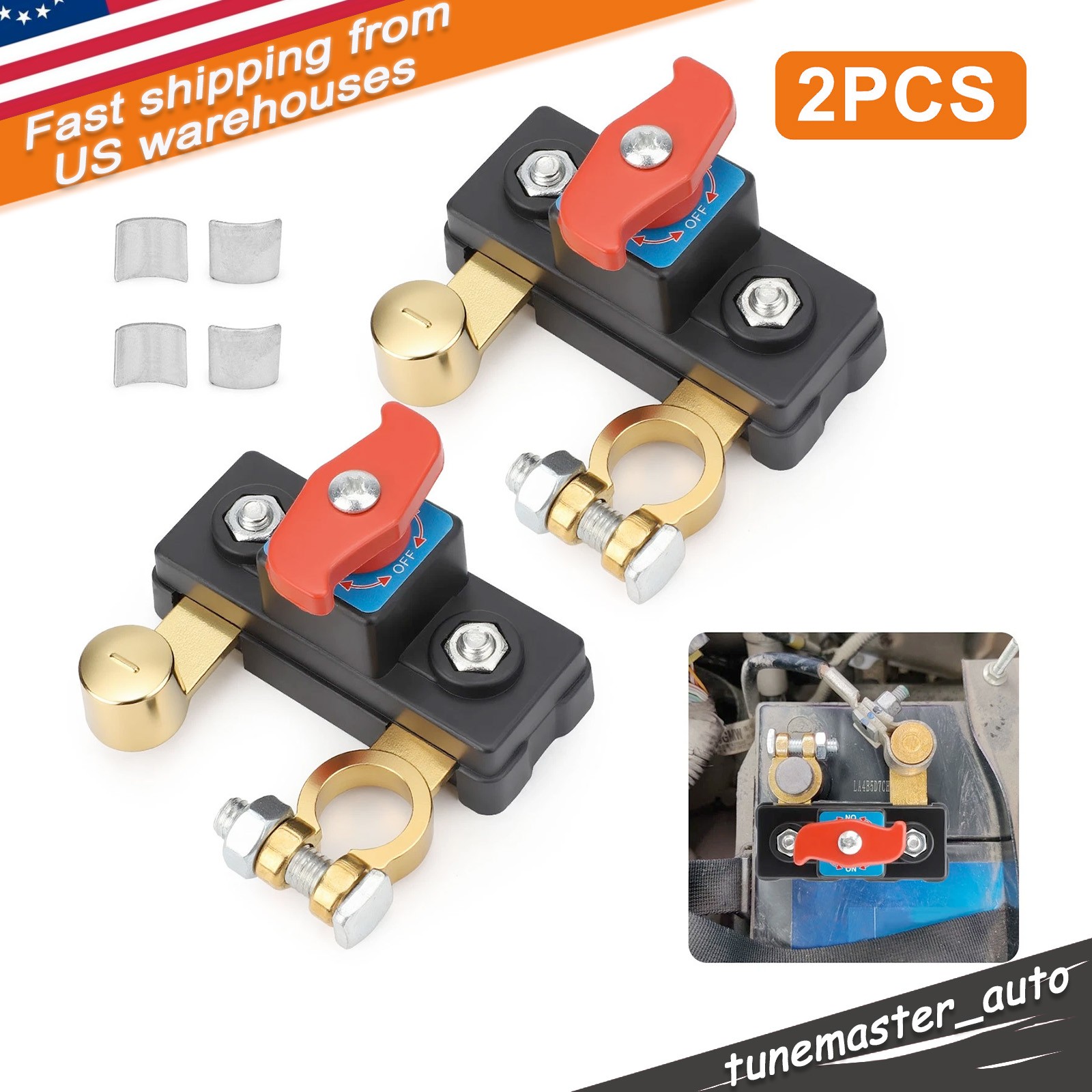 2Pcs Universal Battery Disconnect Switch 12V / 24V Cut Off Isolator for Cars RV 2Pcs Universal Battery Disconnect Switch 12V / 24V Cut Off Isolator for Cars RV