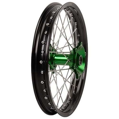 Tusk Impact Complete Wheel Rear 19x2.15 Black/ Silver/ Green for Kawasaki KX250