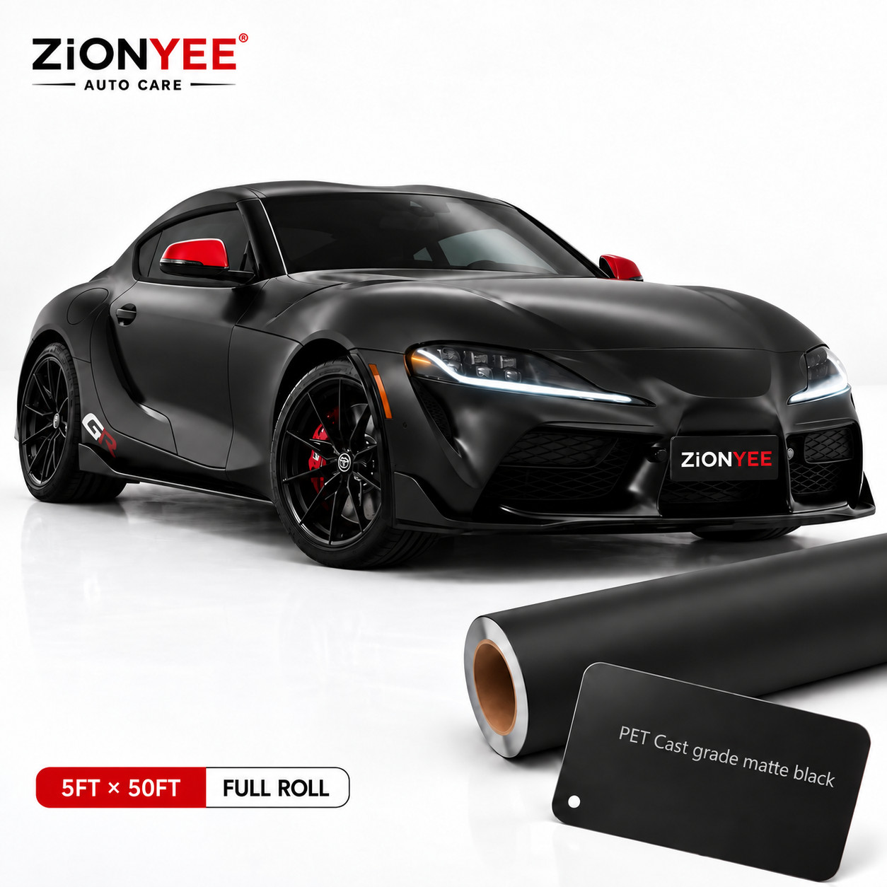 5FTx50FT PET Matte Black Vinyl Wrap Self-Adhesive Air Release US Stock