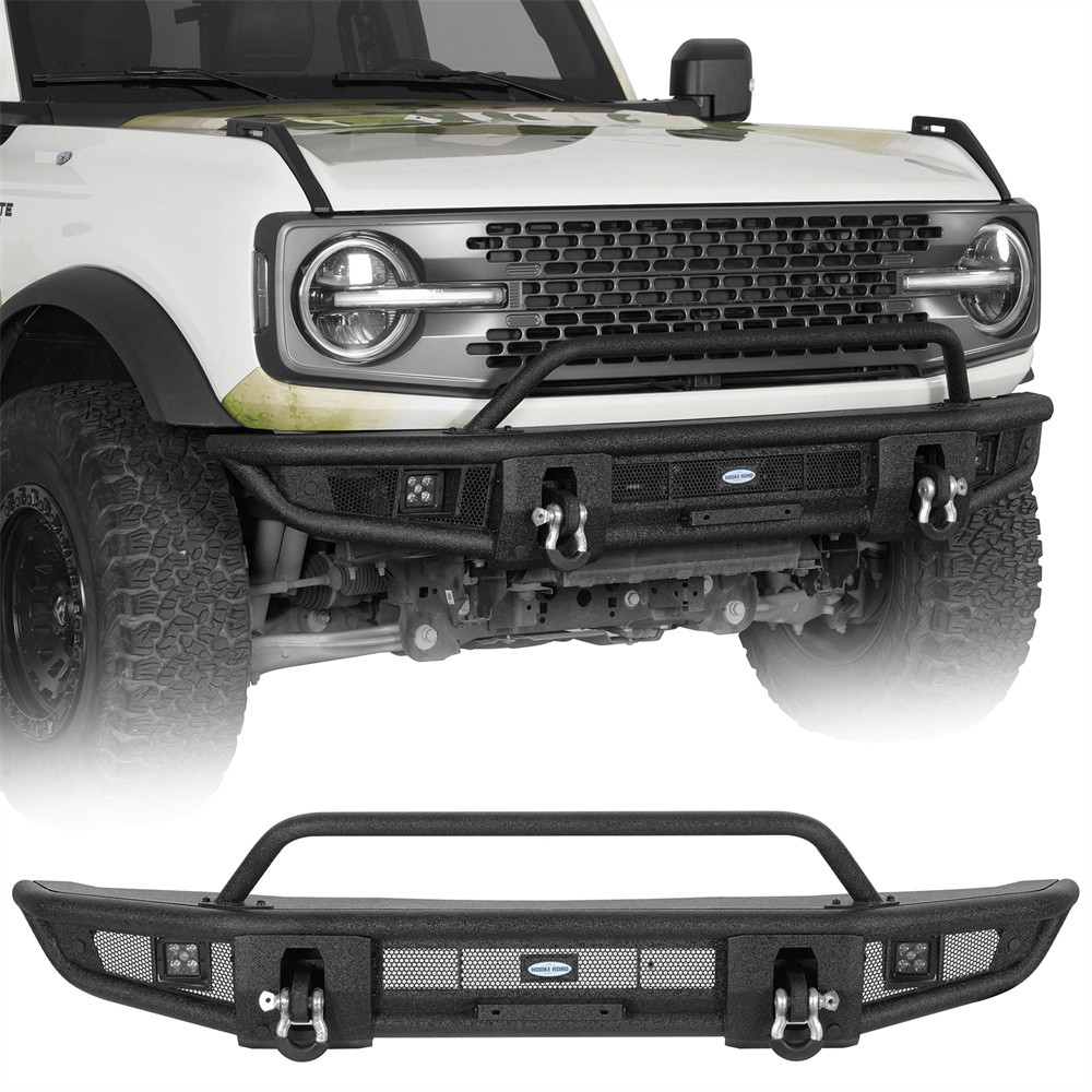 Off-Road Front Bumper For 2021-2026 Ford Bronco w/LED Lights & D-Rings Assembly