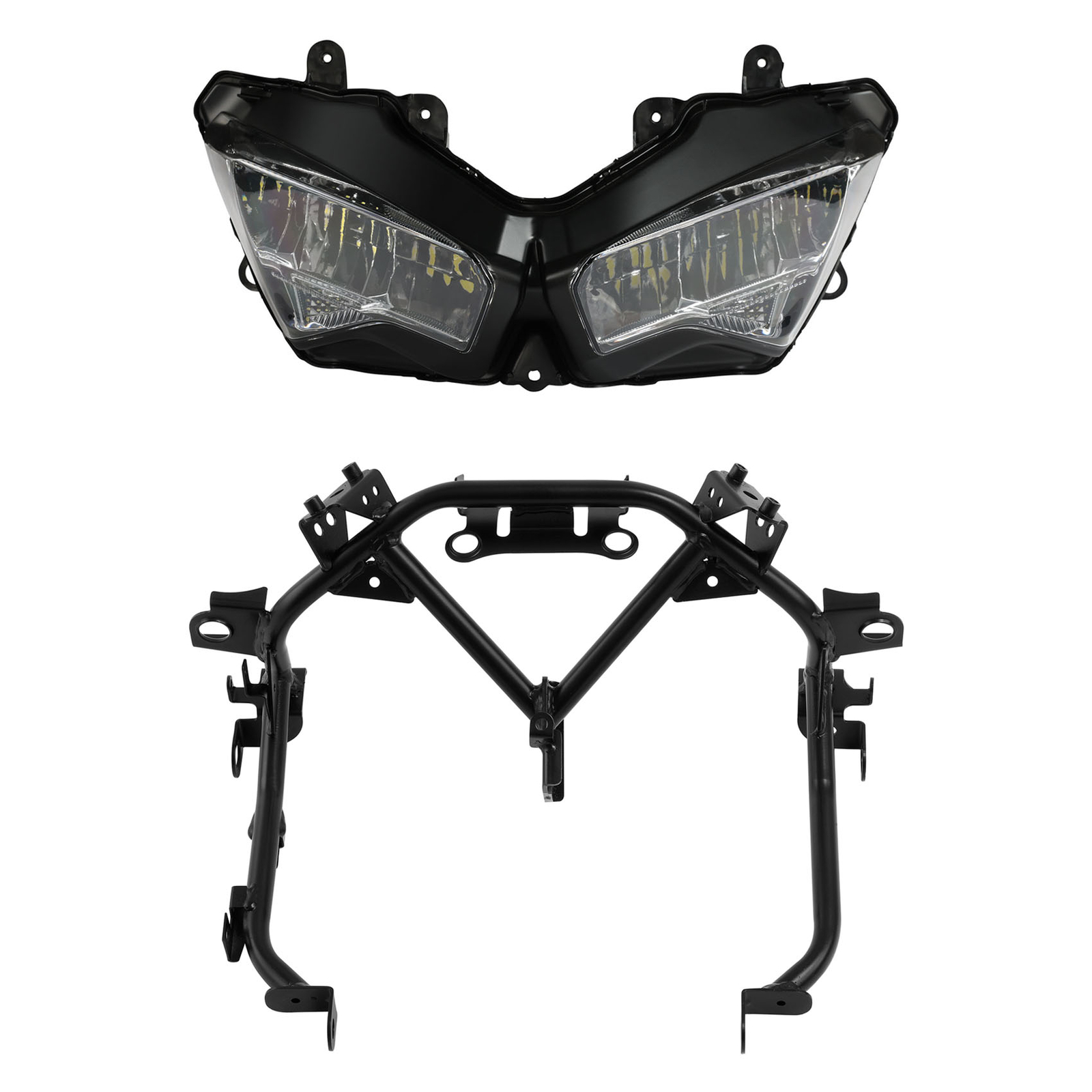 Front LED Headlight & Fairing Stay Bracket Fit For Kawasaki Ninja 650 2020-2026