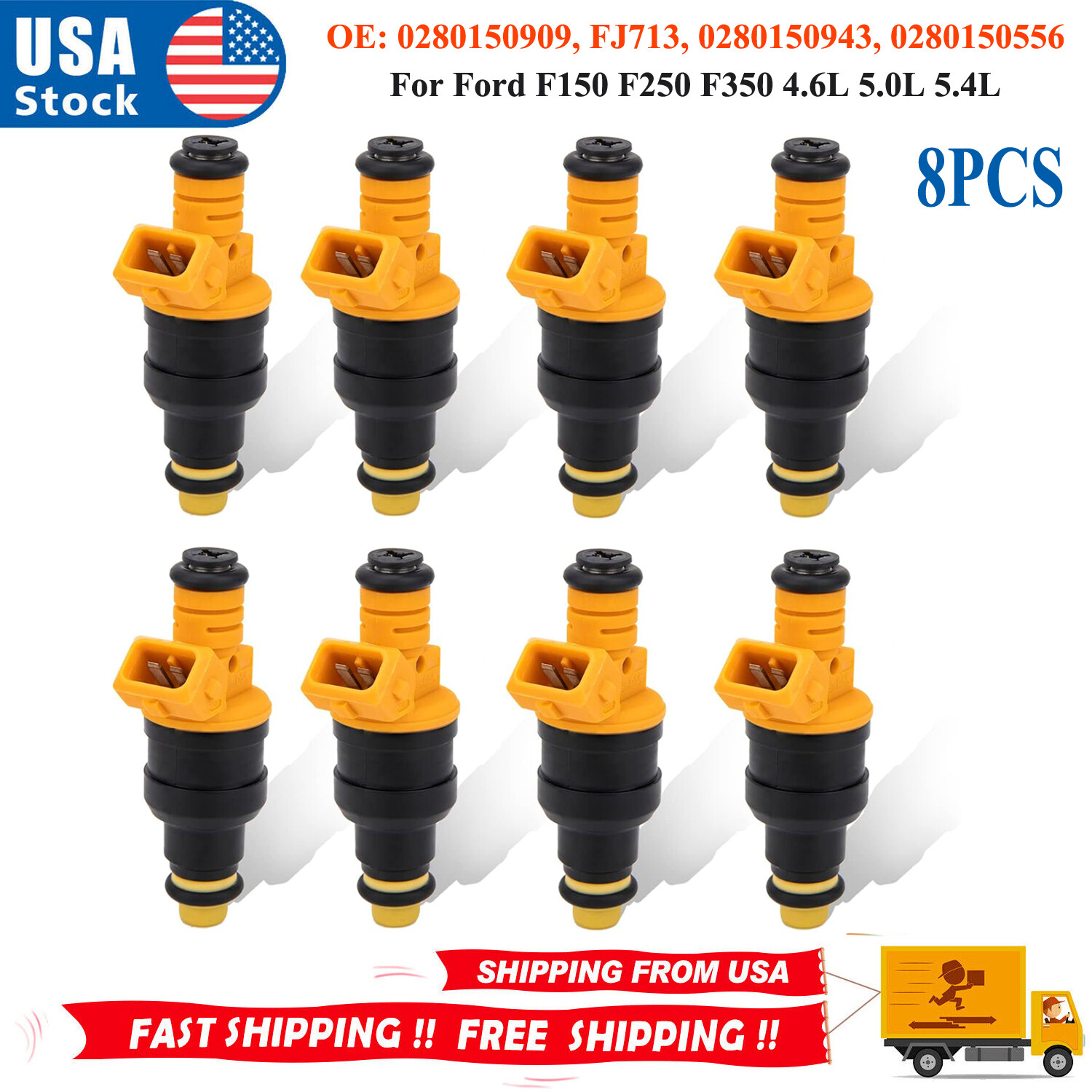 8Pcs Upgrade Fuel Injectors For Ford F150 F250 F350 4.6L 5.0L 5.4L 0280150718