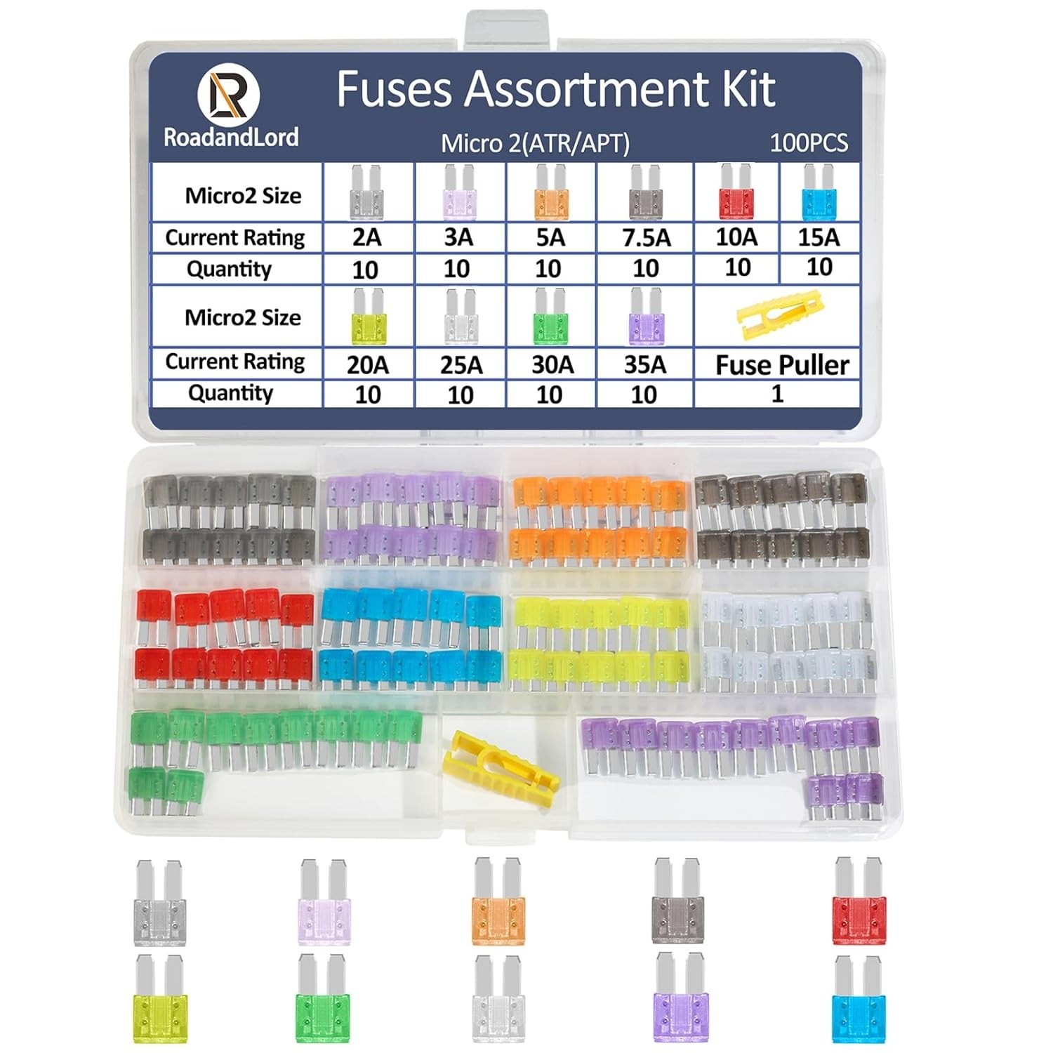 100PCS Micro 2 Blade Fuse ATR/APT Micro2 Kit 100 PCS New 100PCS Micro 2 Blade Fuse ATR/APT Micro2 Kit 100 PCS New