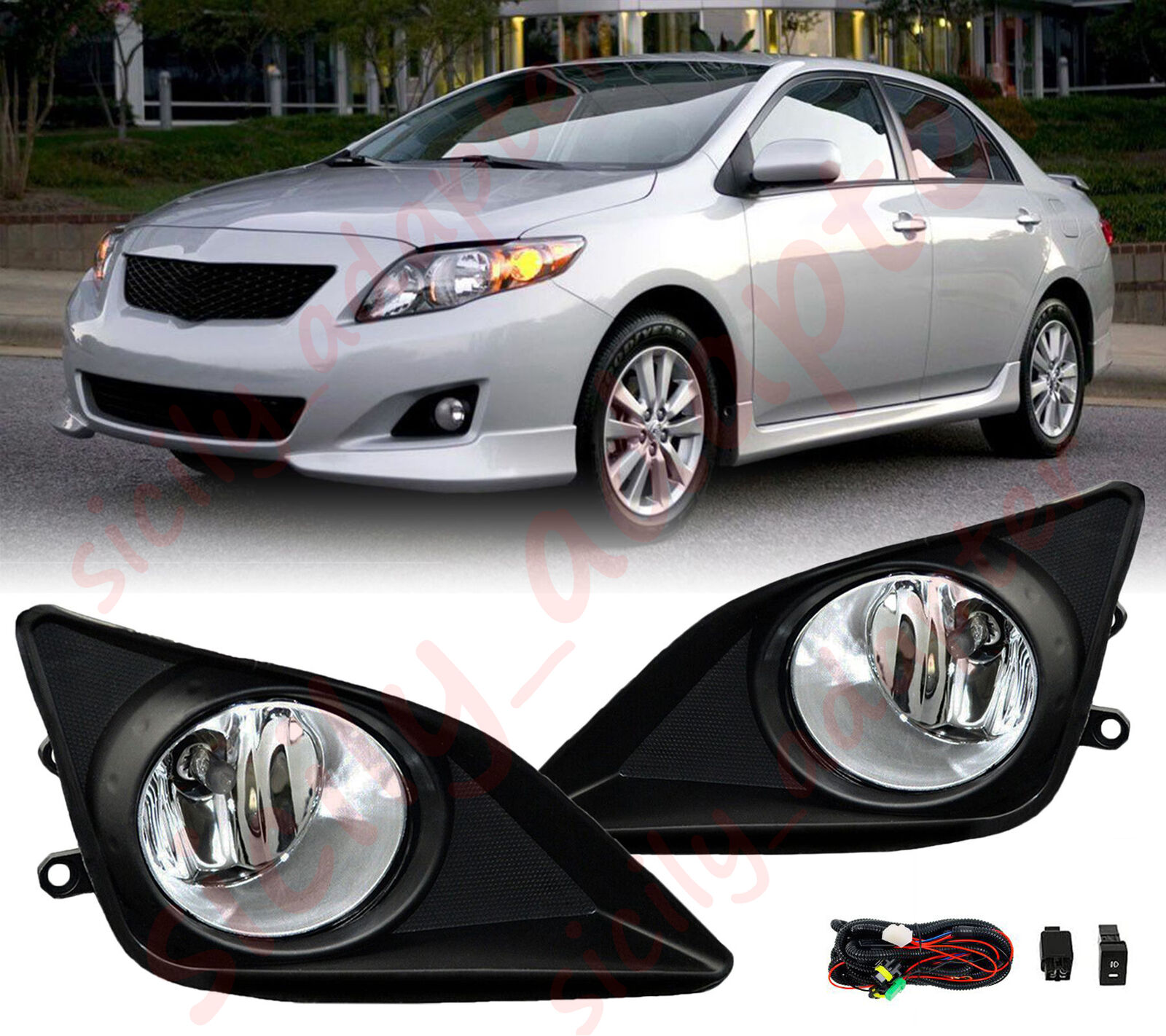 Front Bumper Fog Lights Driving Lamps W/Switch Wire For 2009-2010 Toyota Corolla