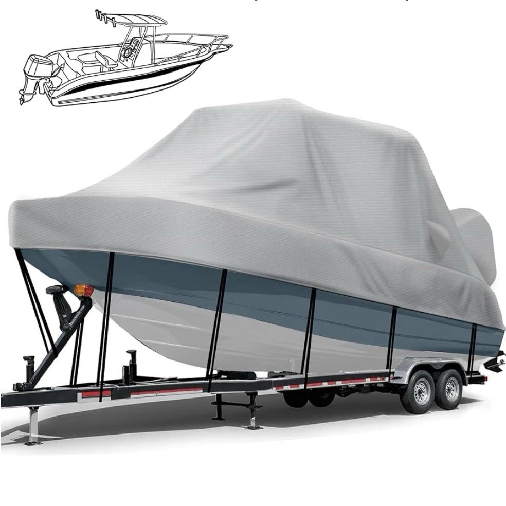 1200D Waterproof T-Top Boat Cover, Hard Top, 22-24ft, Beam Width up to 106”