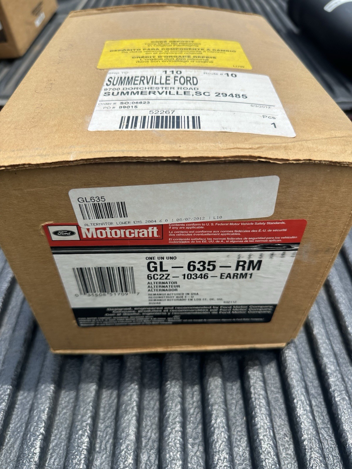 Motorcraft Alternator Gl-635-rm 6C2Z-10346-EARM1 Motorcraft Alternator Gl-635-rm 6C2Z-10346-EARM1