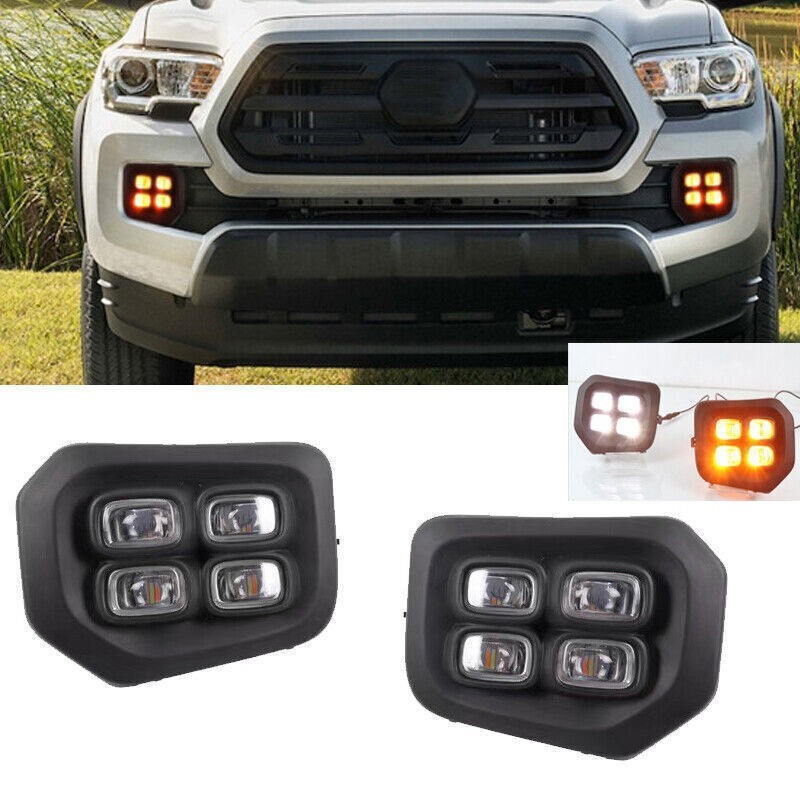 1 Set LED Daytime Running Light Fog Lamps Bumper For Toyota Tacoma 2016-2020