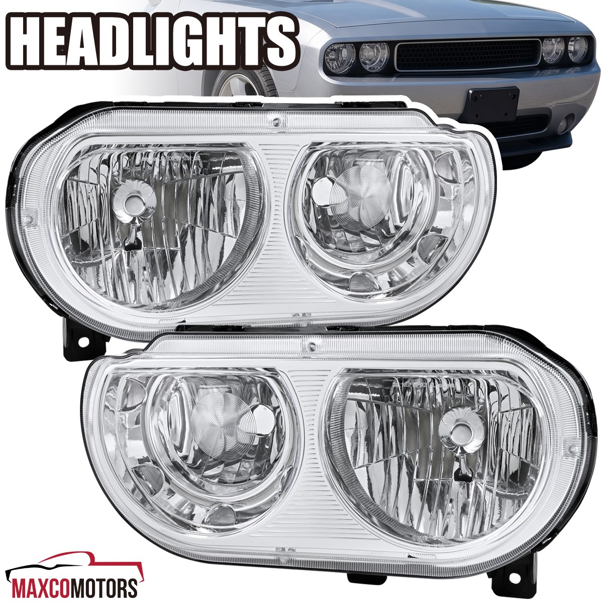 Fits 2008-2014 Dodge Challenger Factory Halogen Headlights Headlamps Left+Right Fits 2008-2014 Dodge Challenger Factory Halogen Headlights Headlamps Left+Right