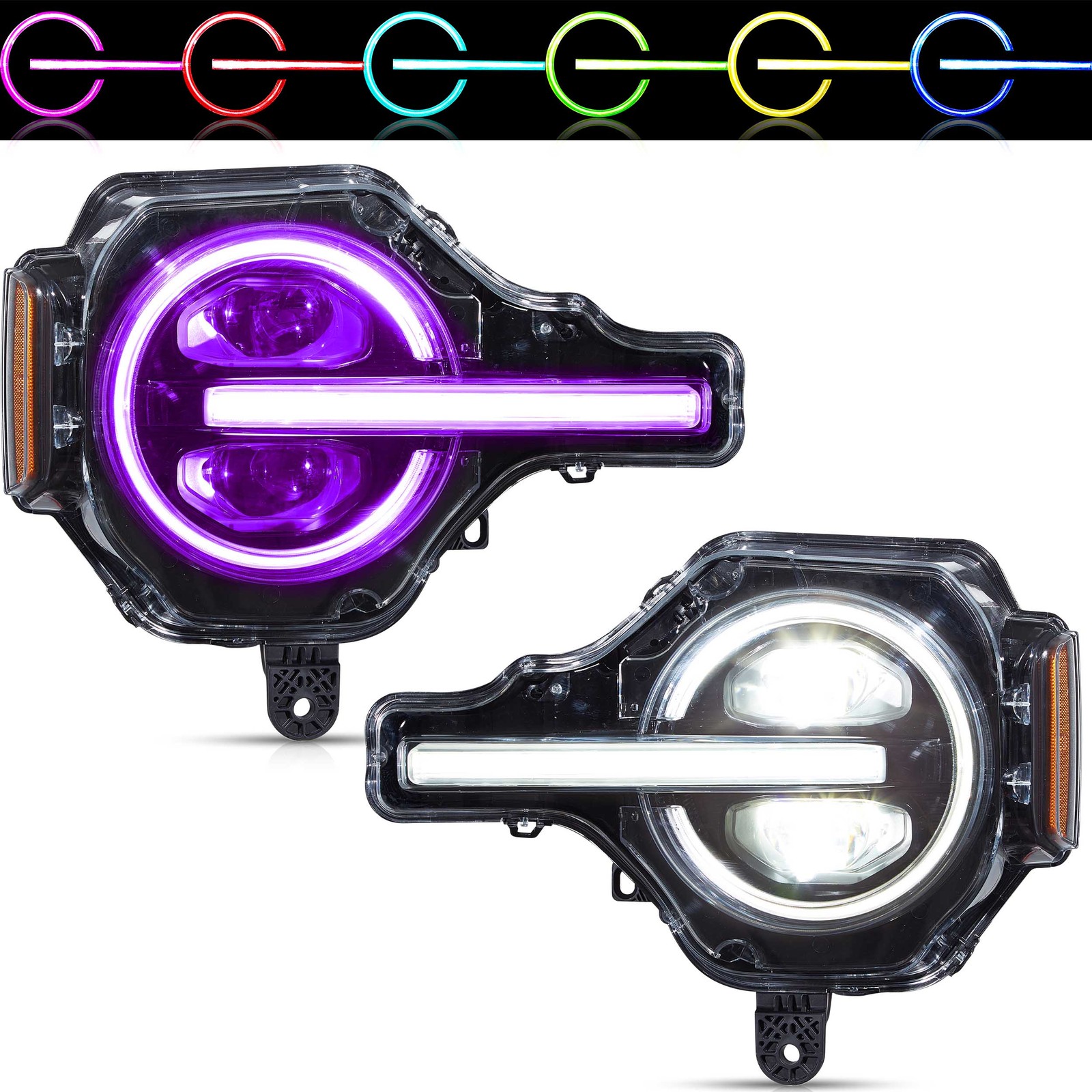 VLAND RGB Full LED Headlights For 2020-2024 Ford Bronco Front Lamp Left+Right