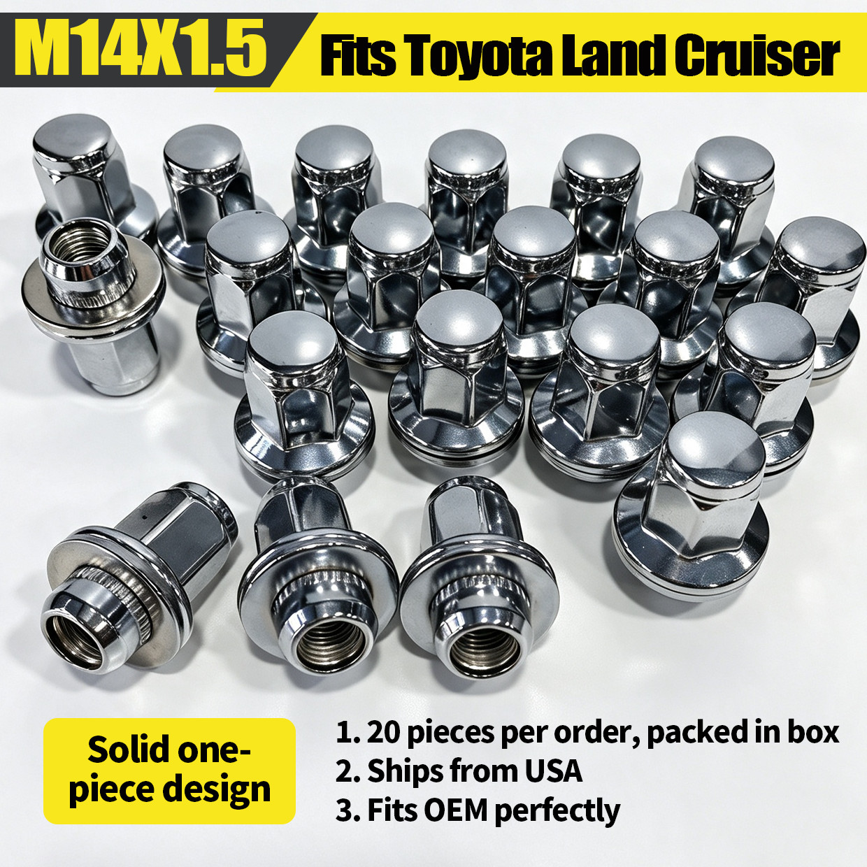 M14x1.5 OEM Chrome Wheel Lug Nuts For Toyota Tacoma Tundra 4Runner Lexus LX