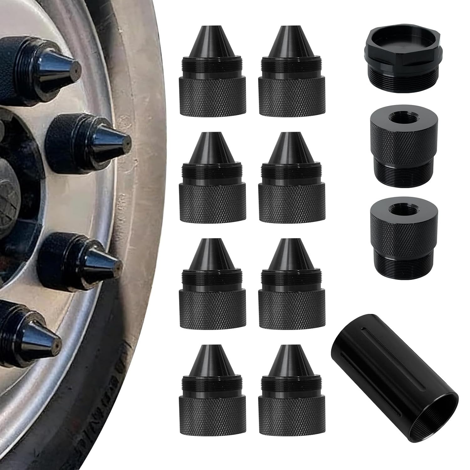 1.375'' x 24 Aluminum Alloy Cone Shaped Wheel Lug Nuts with Sealed End Cap