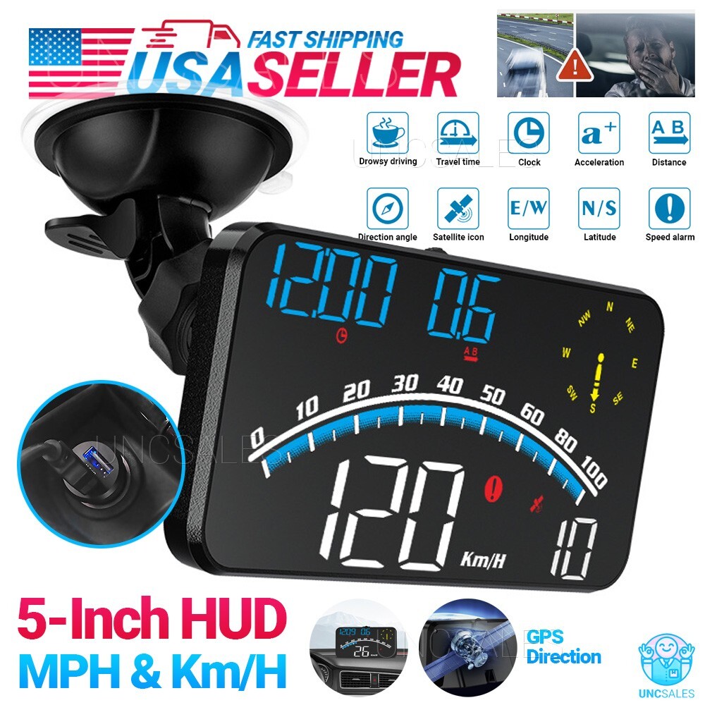 Digital Speedometer Universal GPS Car HUD Head Up Display MPH Overspeed Alarm 5