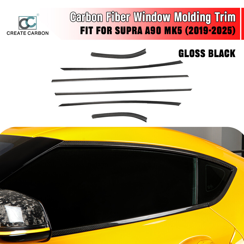 6pcs Dry Carbon Fiber Window Molding Trim For Toyota Supra MK5 A90 2019-2025
