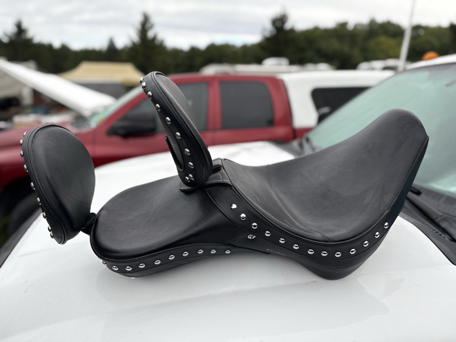 Harley Corbin 00-06 Softail studded seat saddle backrest pad Rider Passenger FS Harley Corbin 00-06 Softail studded seat saddle backrest pad Rider Passenger FS