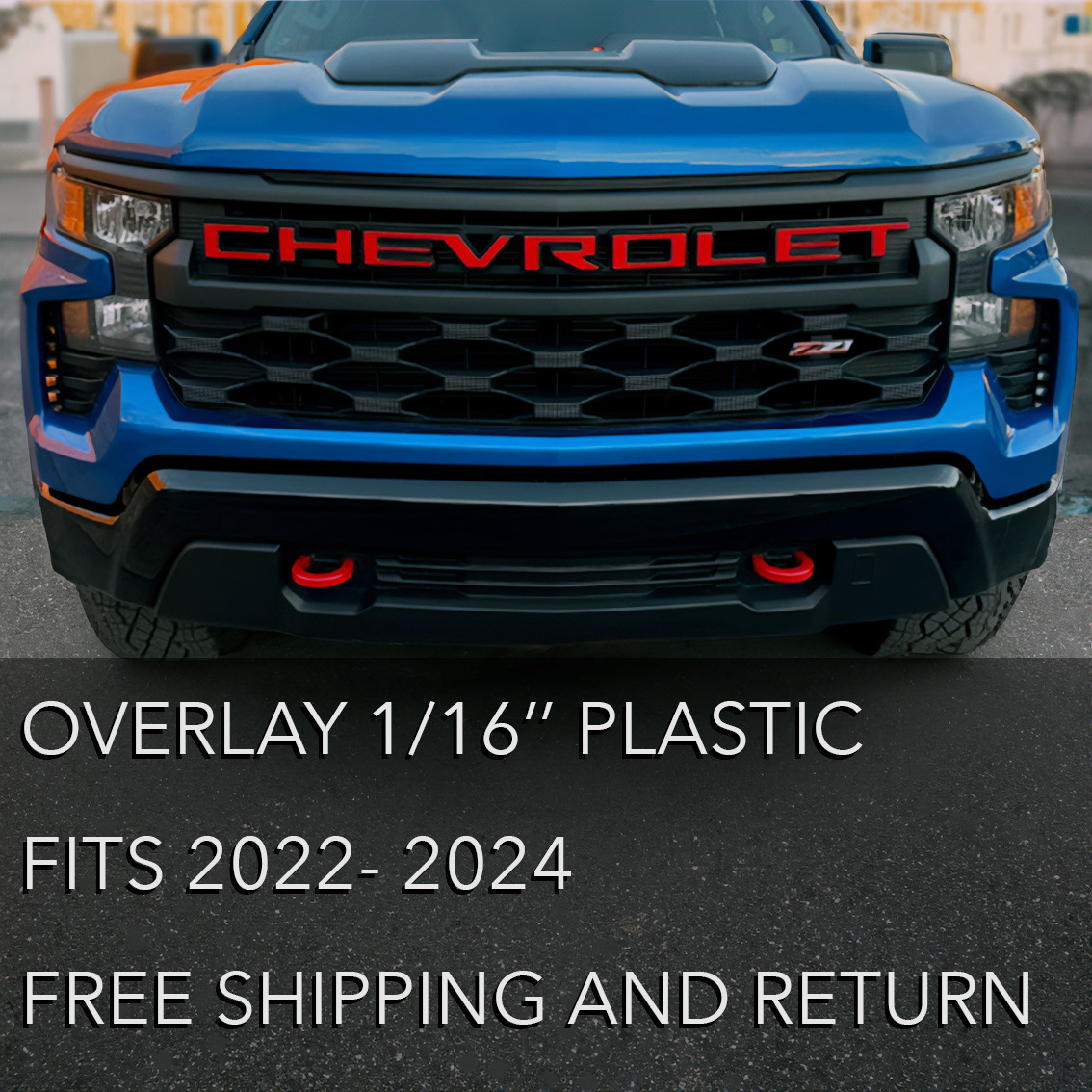 Overlay Grill Letters Inserts 2022 2023 2024 Silverado Red
