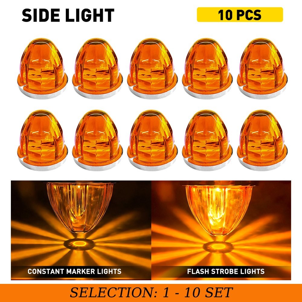 10-100x LED Watermelon Light Flash Amber Side Marker Cab Lamp Truck Trailer DRL