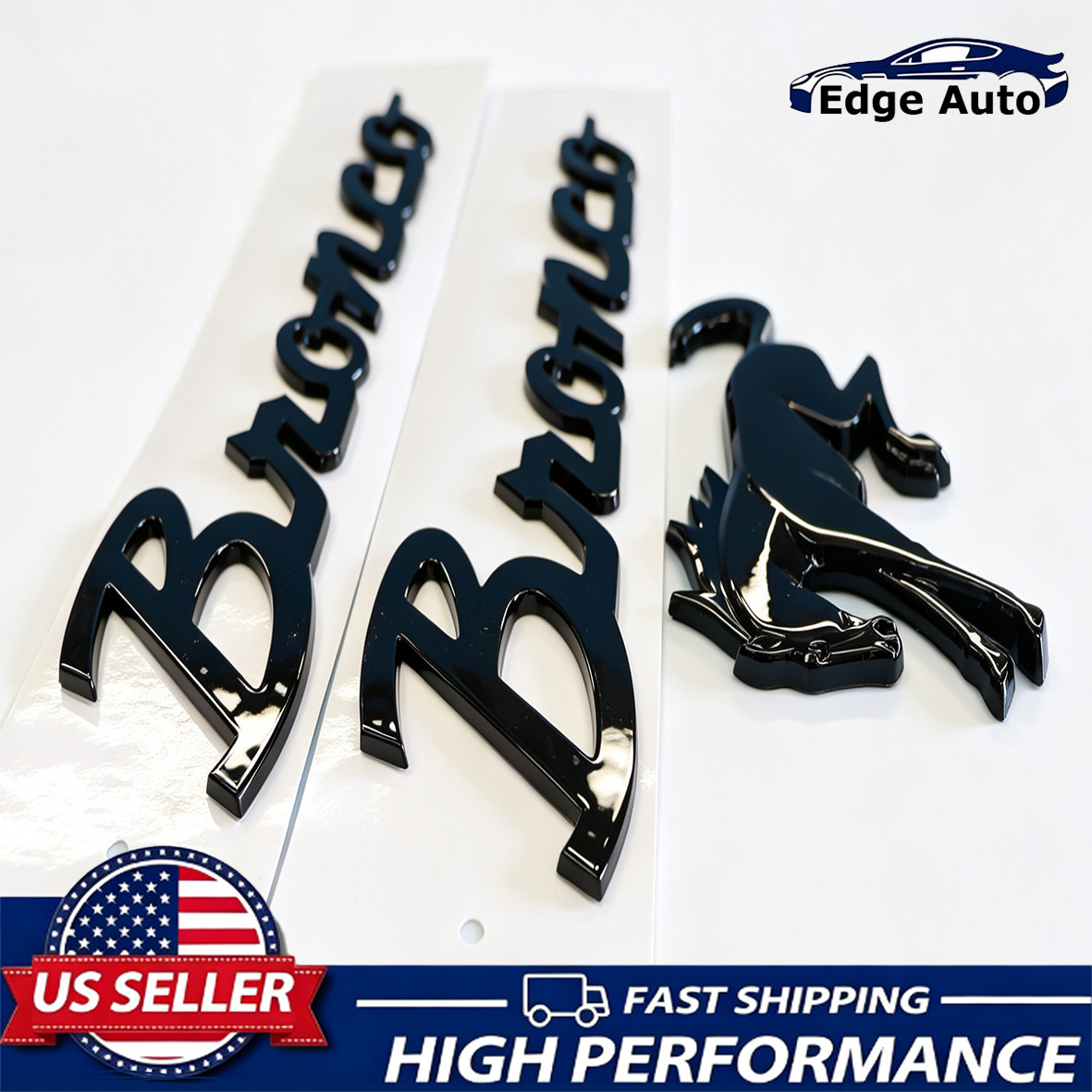 3PC Tailgate Fender & Horse Classic Emblem Badge for Bronco 2021-25 Gloss Black 3PC Tailgate Fender & Horse Classic Emblem Badge for Bronco 2021-25 Gloss Black