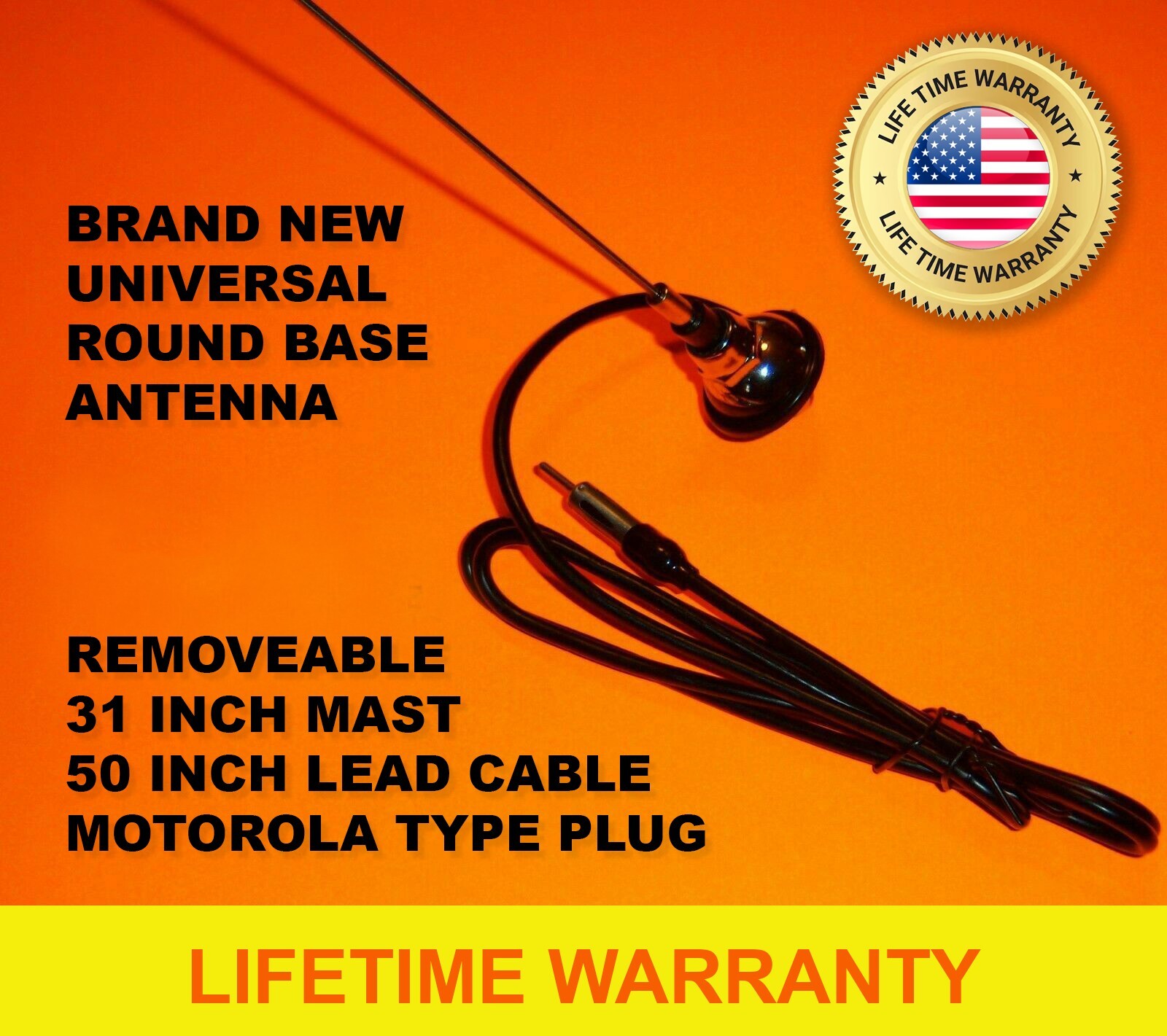 RADIO ANTENNA REPLACEMENT ROUND BASE AM/FM VINTAGE STYLE UNIVERSAL MOUNT NOS NEW RADIO ANTENNA REPLACEMENT ROUND BASE AM/FM VINTAGE STYLE UNIVERSAL MOUNT NOS NEW