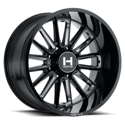 20x12 Hostile H115 Predator Blade Cut (Blk Milled) Wheels 8x180 (-44mm) Set of 4