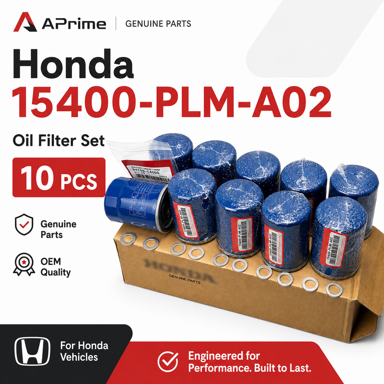 Honda Acura Engine-Oil Filter 10pcs. 15400-PLM-A02 with gaskets Honda Acura Engine-Oil Filter 10pcs. 15400-PLM-A02 with gaskets