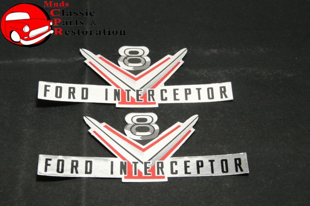 Ford Interceptor Valve Cover V8 Decals Pair Ford Interceptor Valve Cover V8 Decals Pair