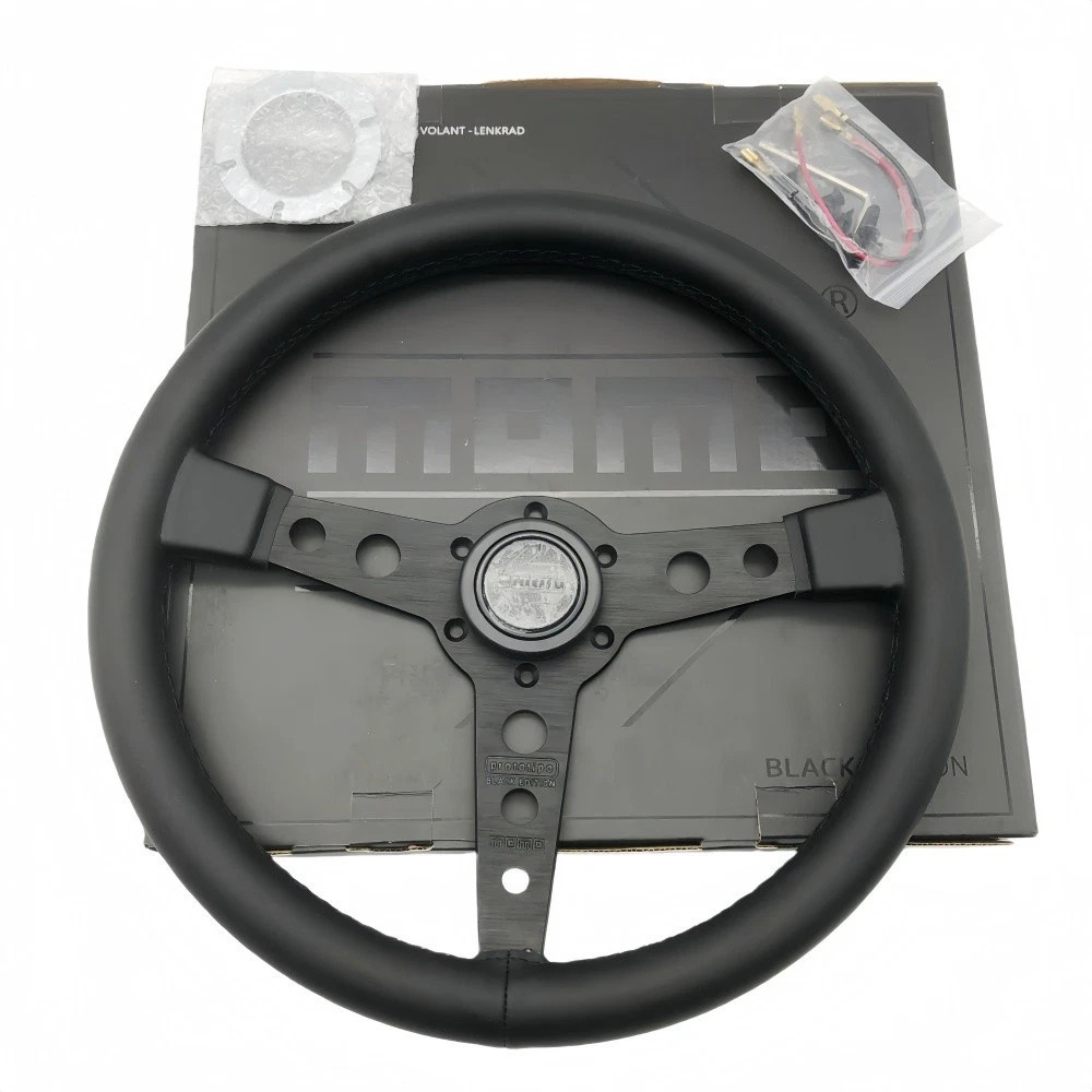 MOMO Prototipo P5 Black Edition 350mm Steering Wheel NEW Leather