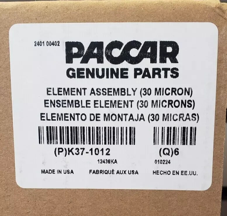 ~BRAND NEW BOX of 6 ~ GENUINE PACCAR FUEL FILTER ELEMENT ~ 30 MICRONS ~ K37-1012