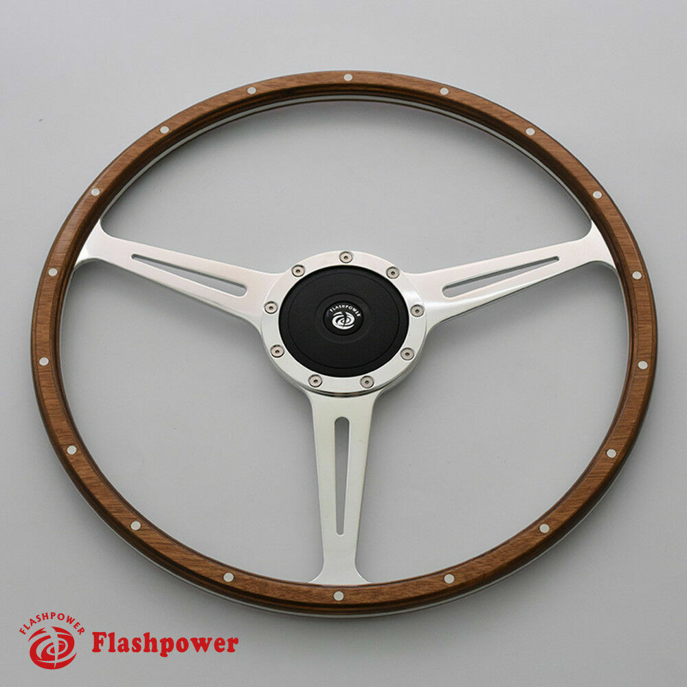 16'' Classic Riveted Wooden steering wheel w/ Horn MG Triumph Jaguar Marine Boat