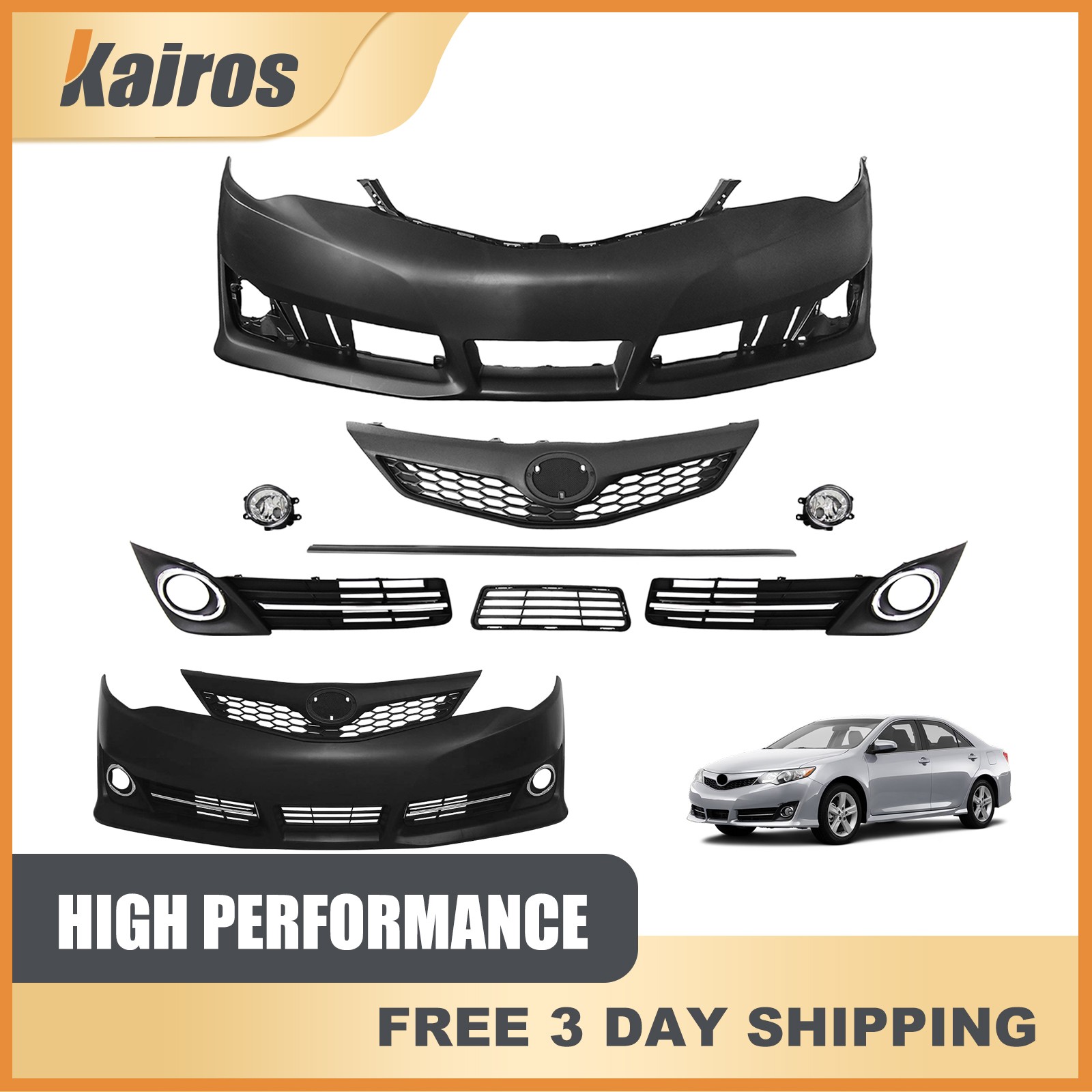 For 2012-2014 Toyota Camry SE/SE Sport Front Bumper Cover W/ Grille & Fog light