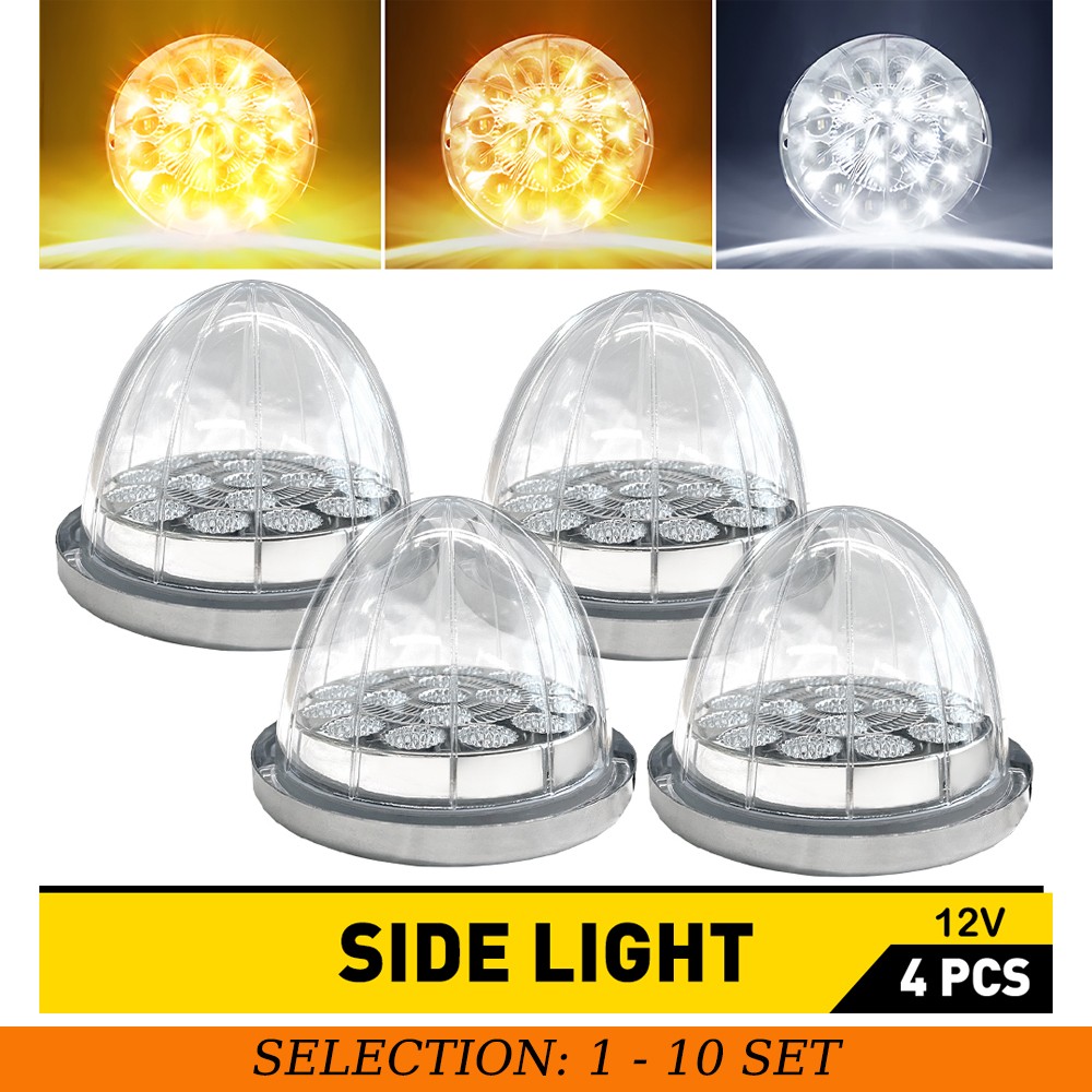 4-40x LED Watermelon Light Side Marker Clearance Truck Semi-Trailer Amber&White