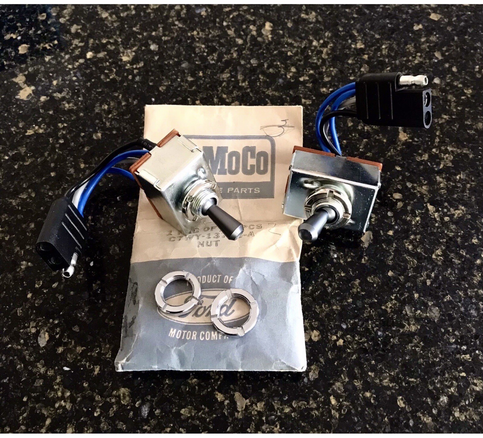 NOS Shelby Ford C7WY-13753-A 1969 Shelby Mustang Chrome Console Switch Nuts ✌️