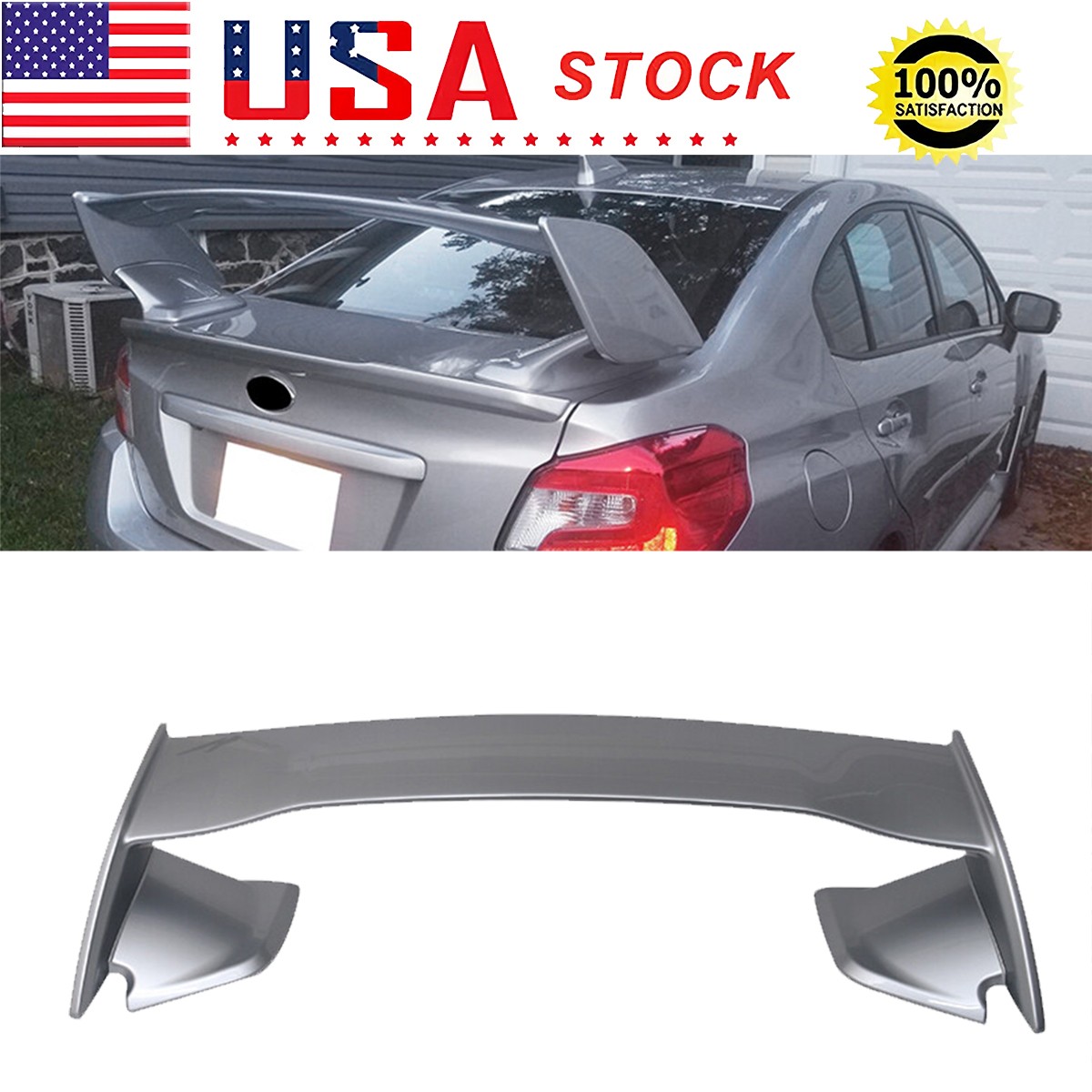Fits 15-21 WRX STI 12-16 Impreza Trunk Spoiler Wing Painted #G1U Ice Silver