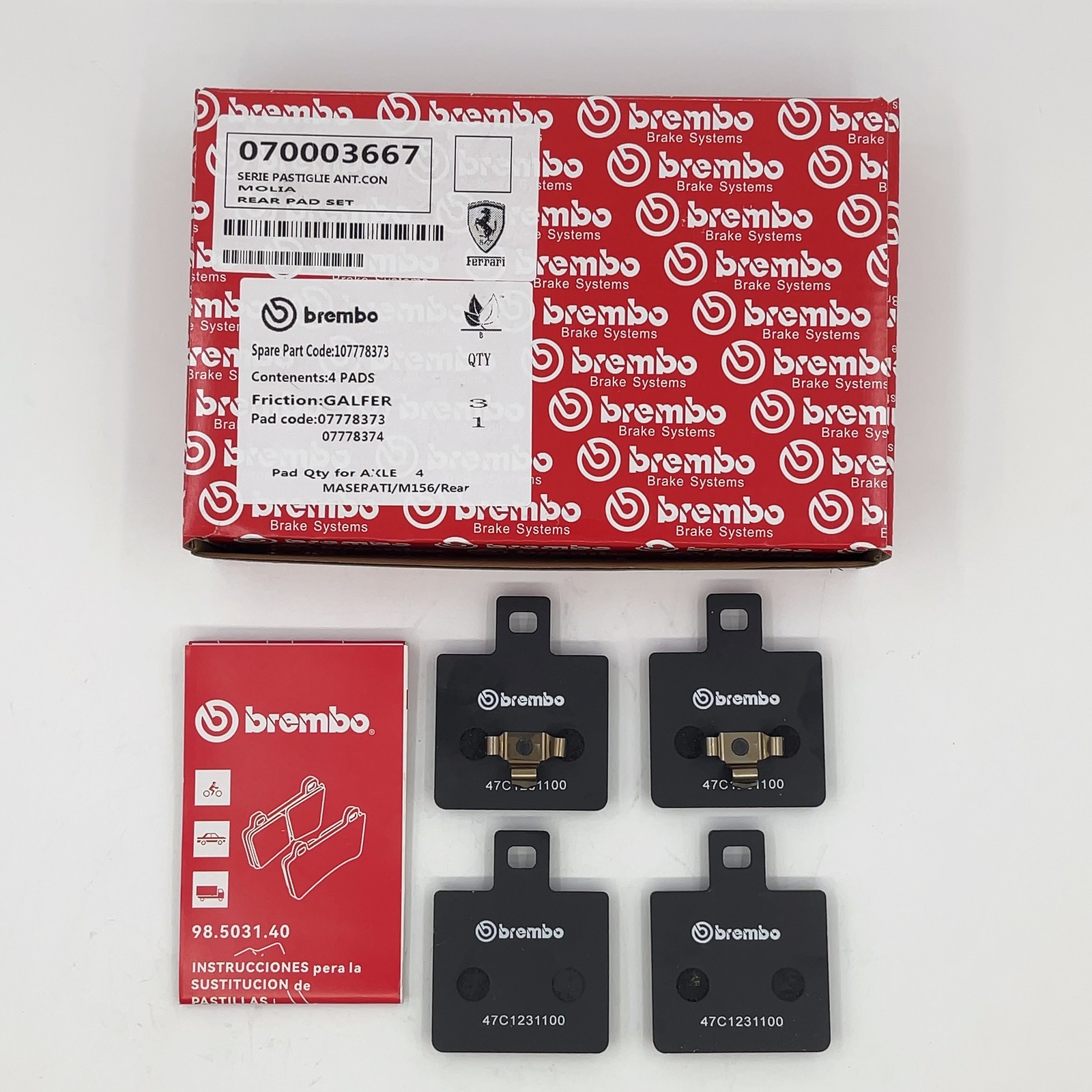 New Handbrake Pad Set for Ferrari 458 Speciale 812 F12 488 LaFerrari 70003667