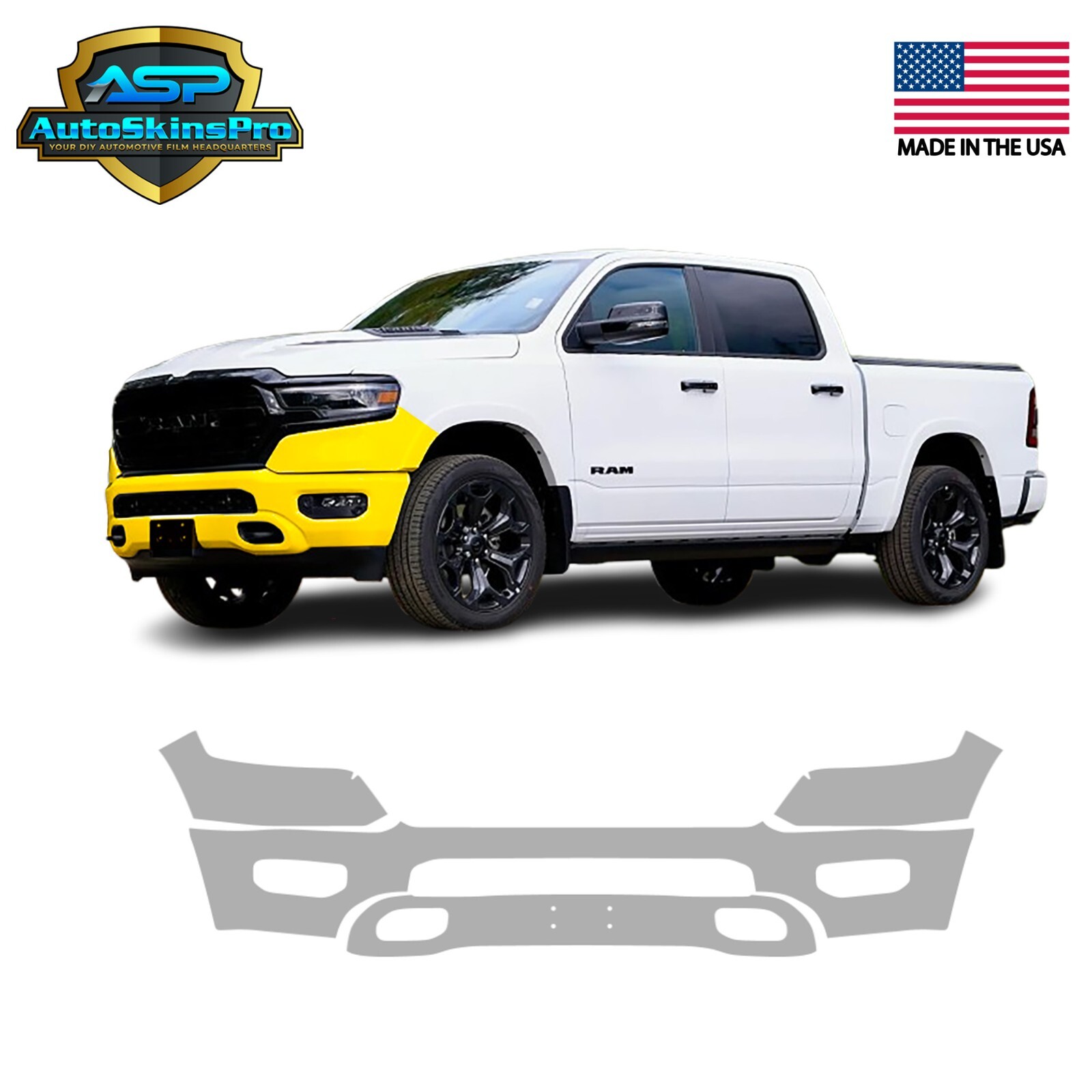 Precut Paint Protection Film for 2019-2024 Ram 1500 Limited Front Bumper